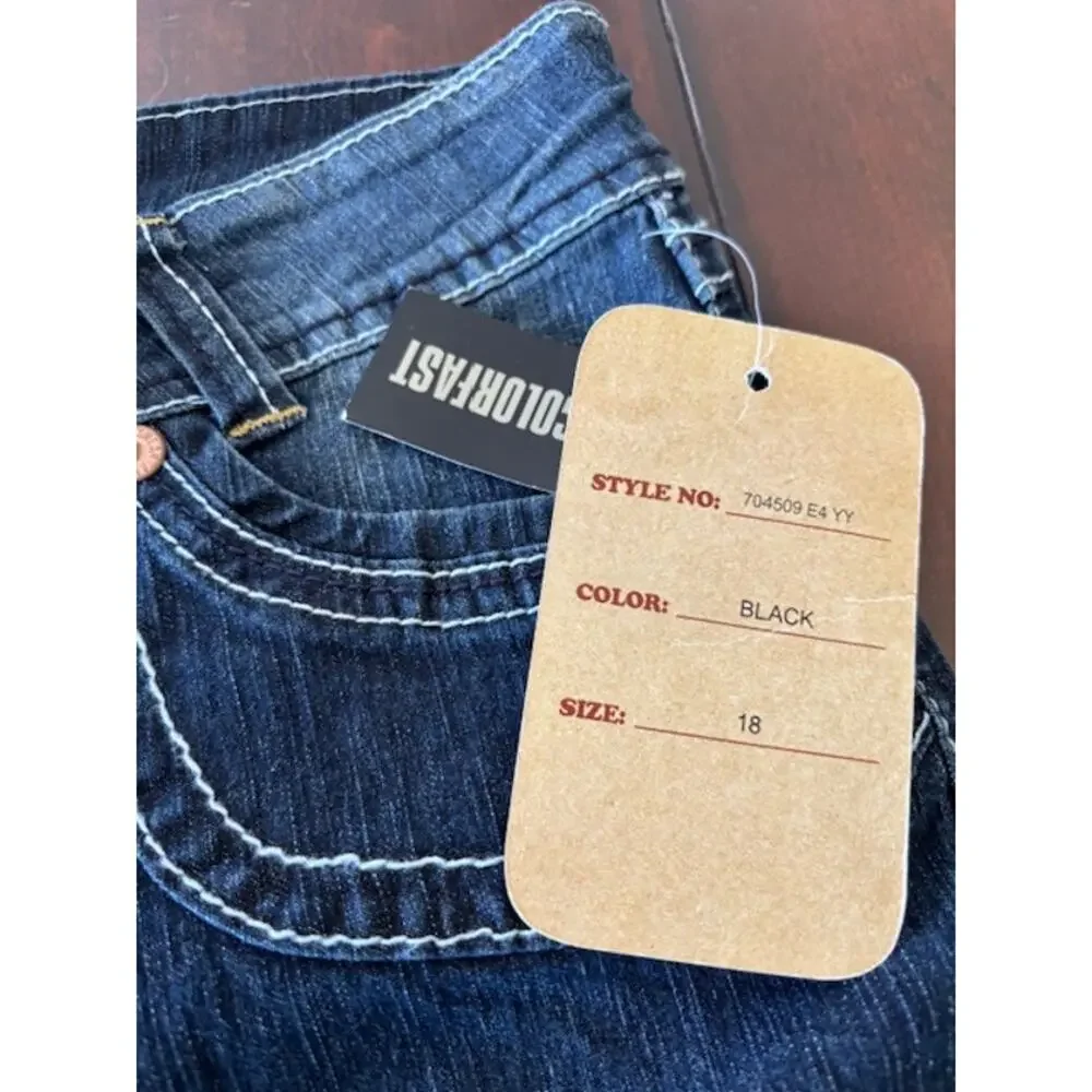 Angels Women's Size 18 Western Style Bootcut Denim‎ Blue Jeans NWT